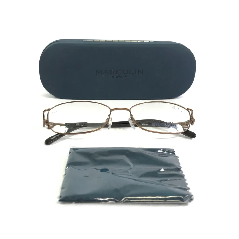 Marcolin Eyeglasses Frames MA7301 Col. 045 Brown Green Oval Crystals 53-16-135
